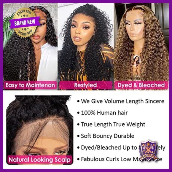 13x4 Deep Wave Lace Front Wig Human Hair 180% Density Pre Plucked 20 Inch main image 5